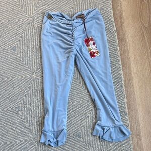 Blue Ruffled Capris